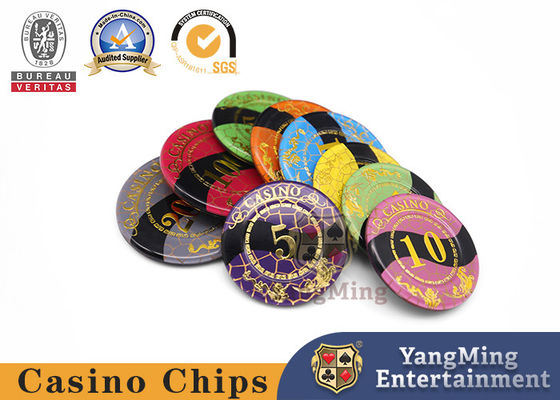 Acrylic Full Dragon And Phoenix Hot Stamping Poker Chips Baccarat Casino Game Design