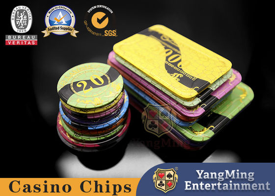 High Temperature Gold Plated Grid Design Casino Table Baccarat Acrylic Crystal Poker Chips