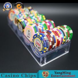 Купить случай 100PCS обломоков прозрачной пластмассы подноса обломока казино азартных игр глины 3.3mm Thinkness полный Производство в сети